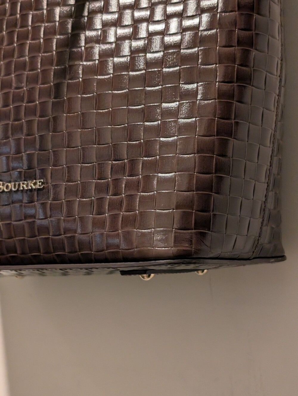 Dooney & Bourke Brown Gold Woven Liliana Beach Boho Coastal Leather Tote Bag - Picture 7 of 15